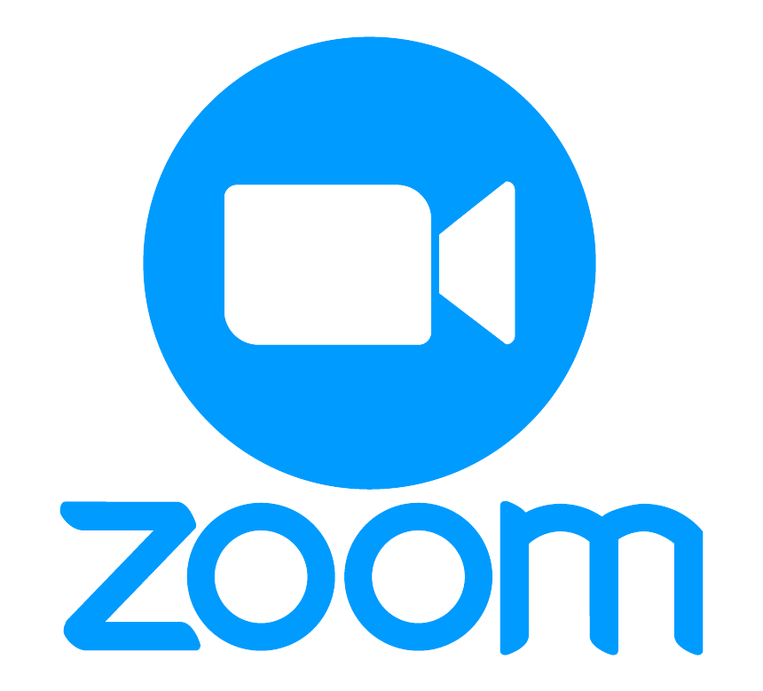 Zoom logo with a white video camera icon inside a blue circle above the word "zoom" in lowercase blue letters.